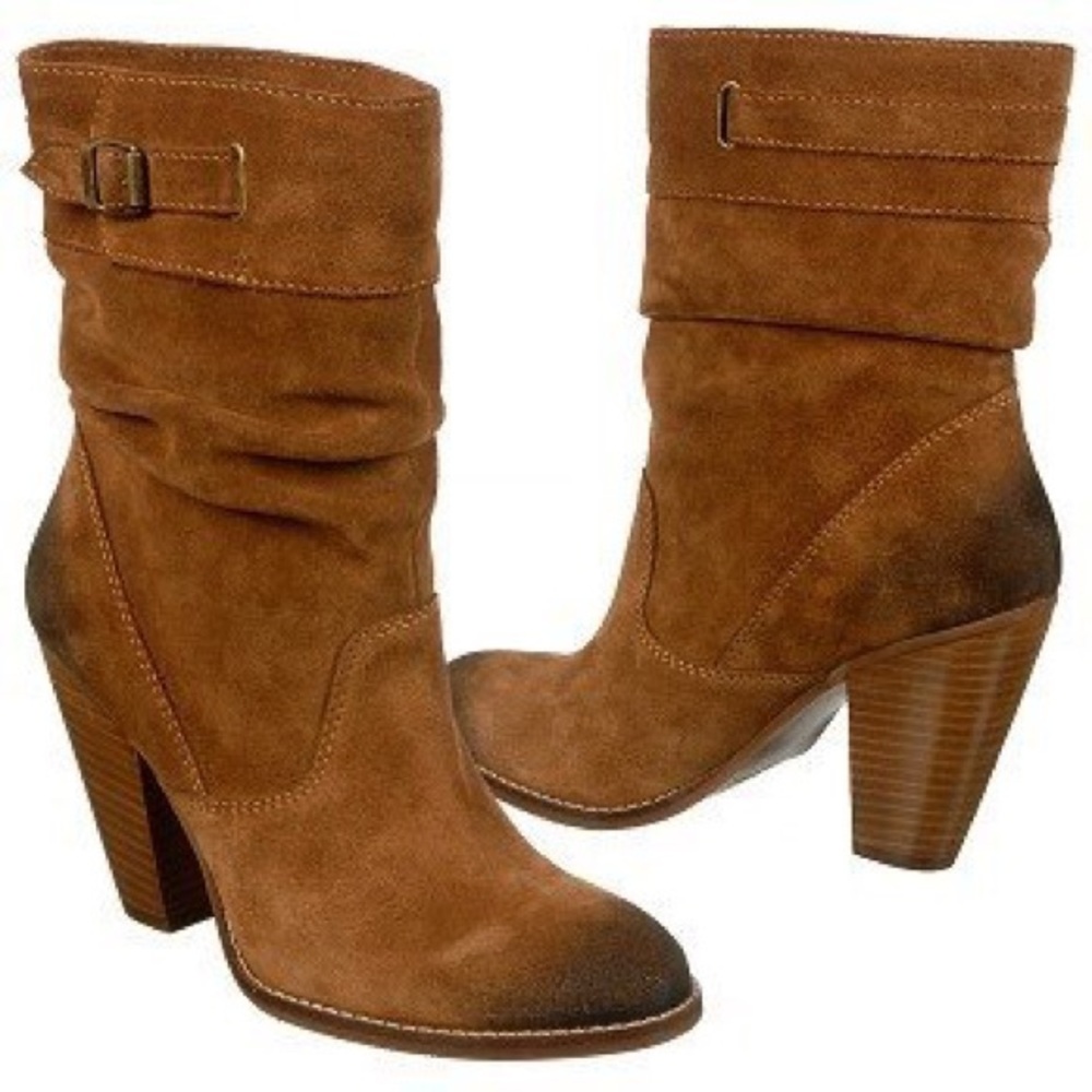 ZODIAC Pandell‎ Distressed Brown Suede Leather High Heel Slouch Boots
 SZ…